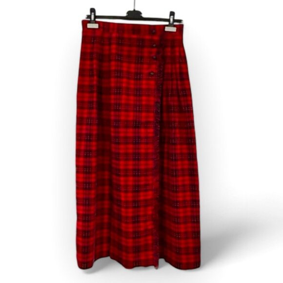 Vintage Susan Bristol Holiday Plaid Midi Kilt Skirt - Picture 4 of 15
